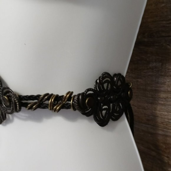 Metal and leather adjustable Bohemian women's belt - Picture 2 of 5